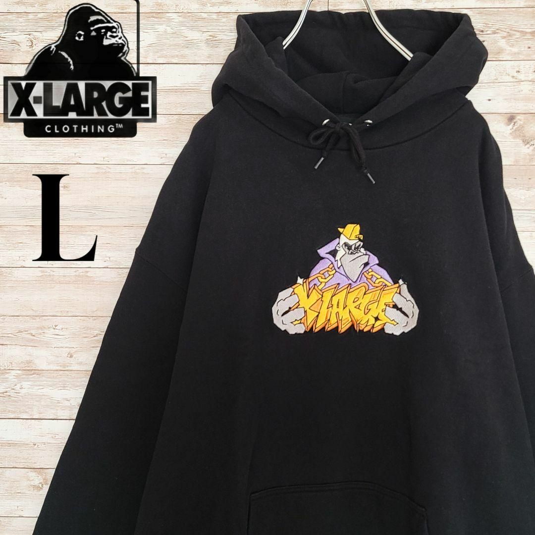 希少人気デザイン】XLARGE 刺繍ロゴ 肉厚 パーカー 緑 Lサイズ-