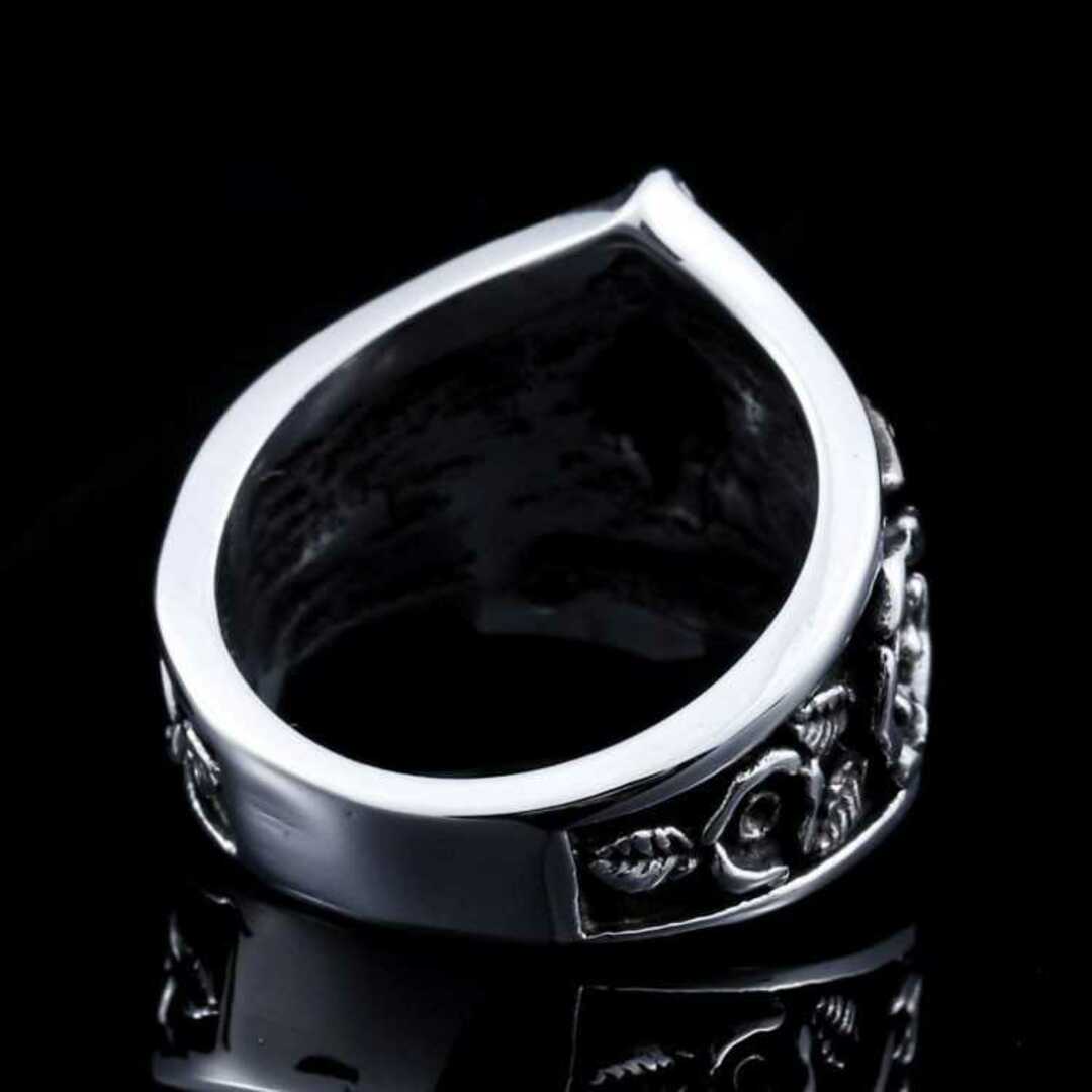 髑髏 ドクロ スカル ヘッド × 薔薇 モチーフ シルバー リング 指輪 24号 メンズのアクセサリー(リング(指輪))の商品写真