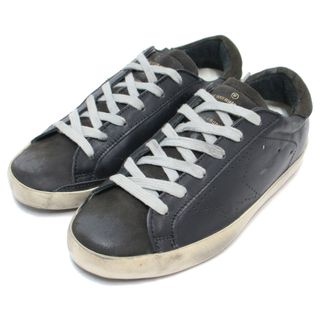 ゴールデングース(GOLDEN GOOSE)のGOLDEN GOOSE ゴールデングース スニーカー ローカット シューズ 靴 ブラック系 黒 サイズ：23cm 36 レースアップ ヴィンテージ加工 レザー 牛革 スーパースター SUPERSTAR おしゃれ シンプル 大人女子 ブランド カジュアル 普段使い 本革【レディース】【中古】(スニーカー)