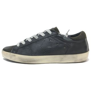 GOLDEN GOOSE ゴールデングース スニーカー ローカット シューズ 靴 ブラック系 黒 サイズ：23cm 36 レースアップ ヴィンテージ加工 レザー 牛革 スーパースター SUPERSTAR おしゃれ シンプル 大人女子 ブランド カジュアル 普段使い 本革【レディース】