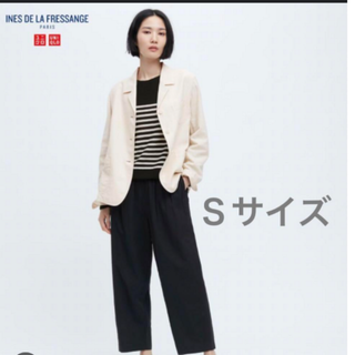 ユニクロ(UNIQLO)の【新品タグ付き】リネンコットンワイドギャザーパンツ　ユニクロ　黒　S(カジュアルパンツ)