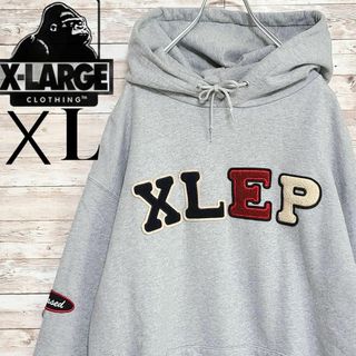 《大人気》XLARGE☆L☆ビッグロゴ☆裏地イエロー☆薄グレー☆エクストララージ