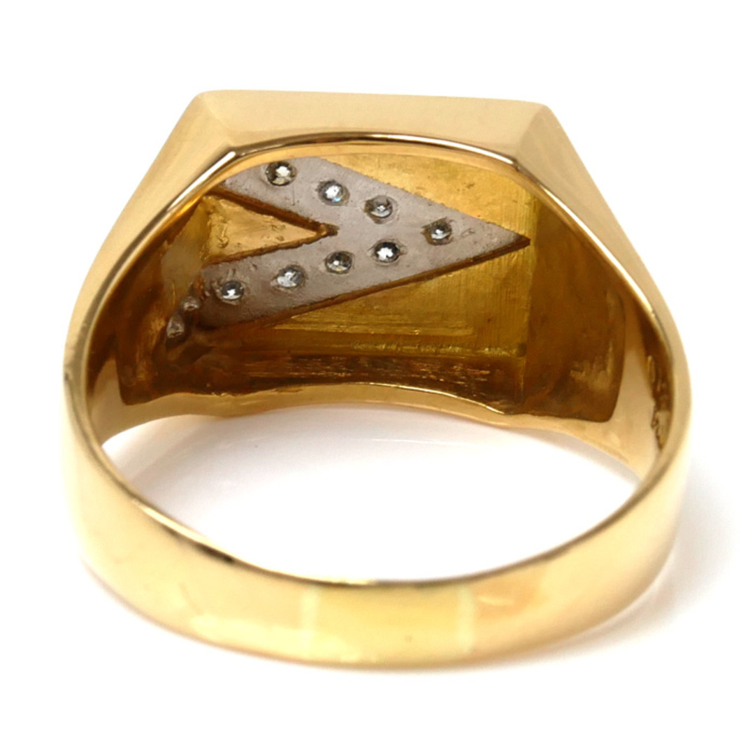K18YG イエローゴールド Pt900プラチナ リング・指輪 ダイヤモンド 20.5号 15.6g メンズ【美品】