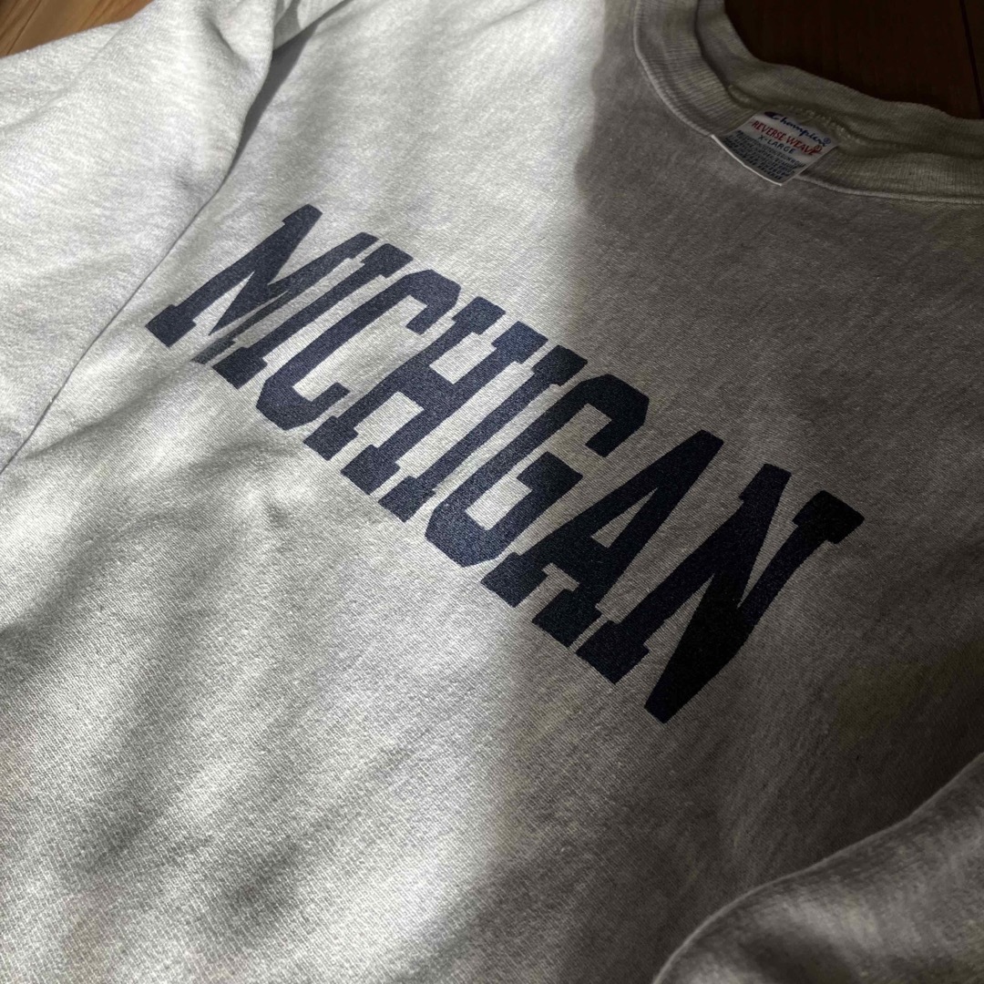 90s チャンピオン リバースウィーブ 染み込み　MICHIGAN USA