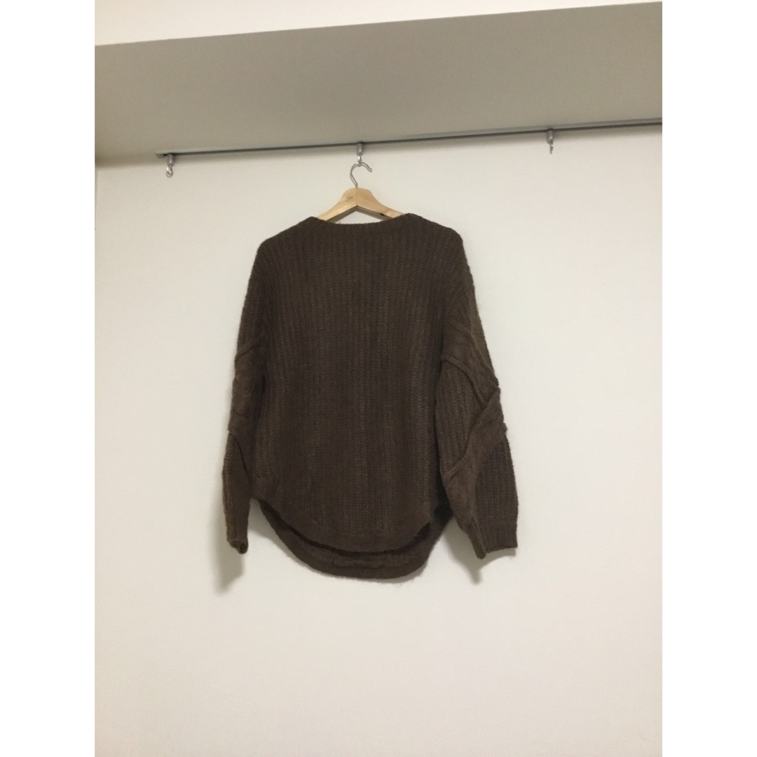 アメリ♡BACK CABLE KNIT♡ ケーブルニット クルーネック ブラウン