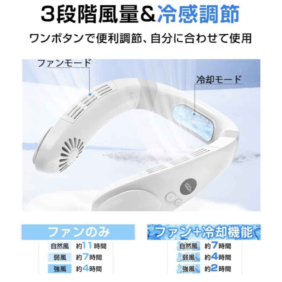 ★数回のみの使用★ 首掛け扇風機　ネッククーラー 冷却プレート付 羽なし スマホ/家電/カメラの冷暖房/空調(扇風機)の商品写真