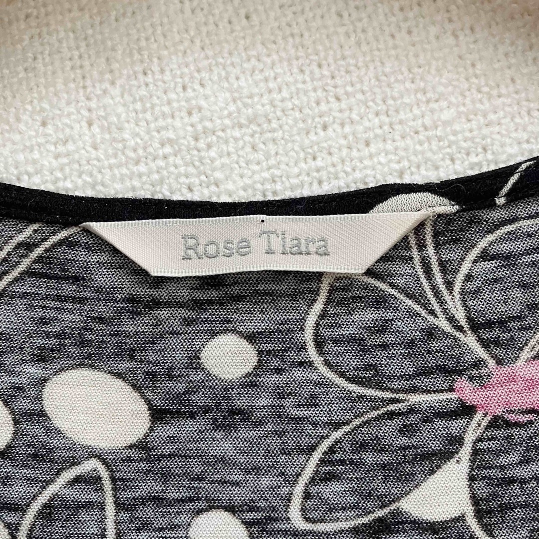 Rose Tiara(ローズティアラ)のローズティアラ　Rose Tiara 花柄ドットワンピース　ストレッチ　S レディースのワンピース(ひざ丈ワンピース)の商品写真