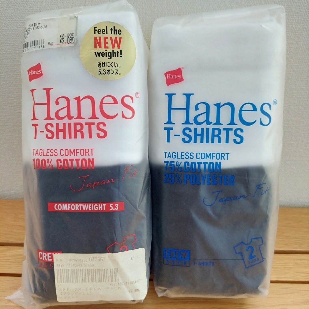 新品ヘインズTシャツジャパンフィット白黒2枚入り2セットHanes