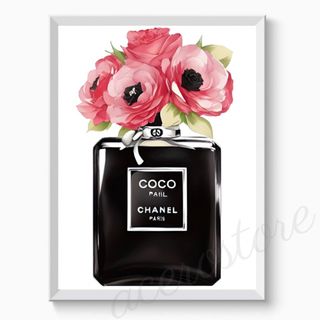 H051 アートポスター シャネル CHANEL 香水 ピンク 花 おしゃれ(アート/写真)