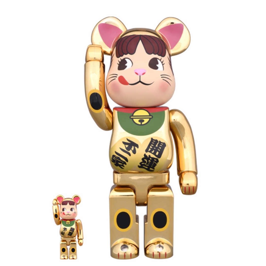 BE@RBRICK 招き猫 ペコちゃん 金メッキ 100％ & 400％