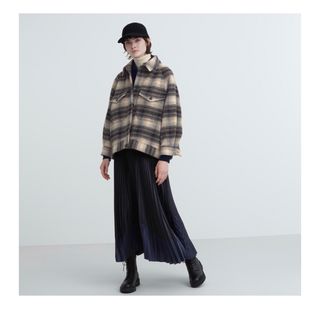 uniqlo c オーバーサイズジャケット　グレー　チェック　 L