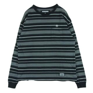 ネイバーフッド(NEIGHBORHOOD)のNEIGHBORHOOD ネイバーフッド 22AW 222UWNH-CSM01 BORDER CREWNECK LS.CO ボーダー クルーネック ロングスリーブ カットソー ブラック系 グレー系 L【中古】(Tシャツ/カットソー(七分/長袖))