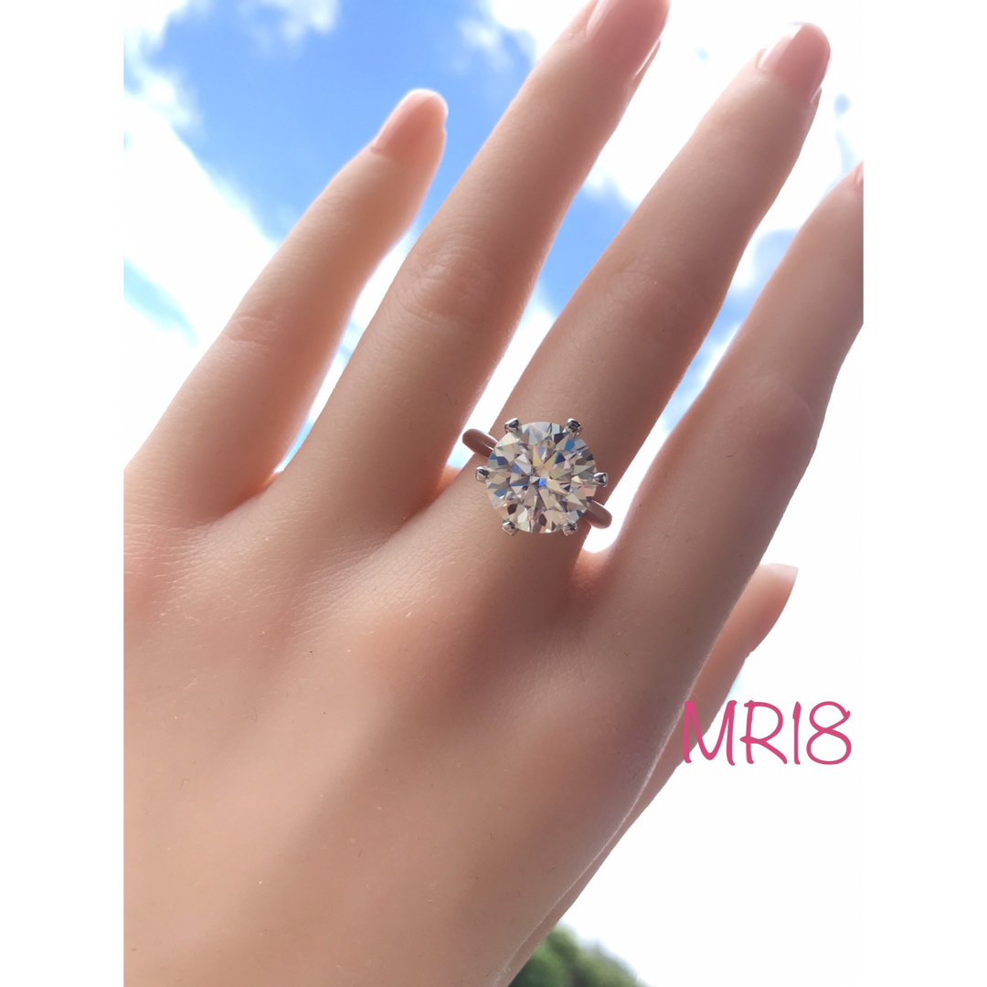 MR18/ 13号 5ct 5カラット 11㎜ モアサナイト リング 925-