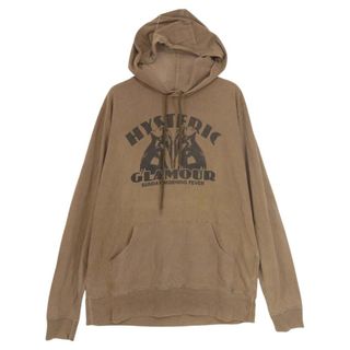 ヒステリックグラマー(HYSTERIC GLAMOUR)のHYSTERIC GLAMOUR ヒステリックグラマー 0243CF01 SUNDAY MORNING FEVER pt PK プリント プルオーバー パーカー ブラウン系 L【中古】(パーカー)