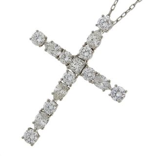 ハリーウィンストン(HARRY WINSTON)の　ハリーウィンストン HARRY WINSTON シンボルズ マドンナ ダイヤモンド クロスペンダント スモール ネックレス PT950 ダイヤモンド ジュエリー(ネックレス)