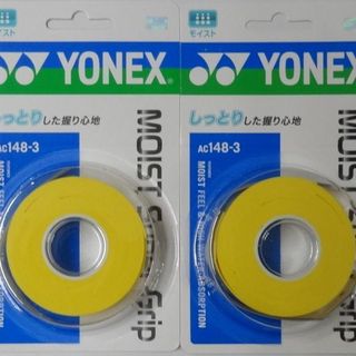 ヨネックス(YONEX)のヨネックス 　モイストスーパーグリップ AC148-3　イエロー×2個(バドミントン)