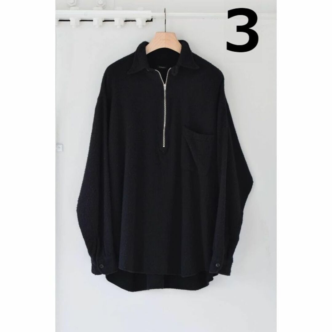 COMOLI 23AW 縮絨ウール ハーフジップシャツ 3 - シャツ