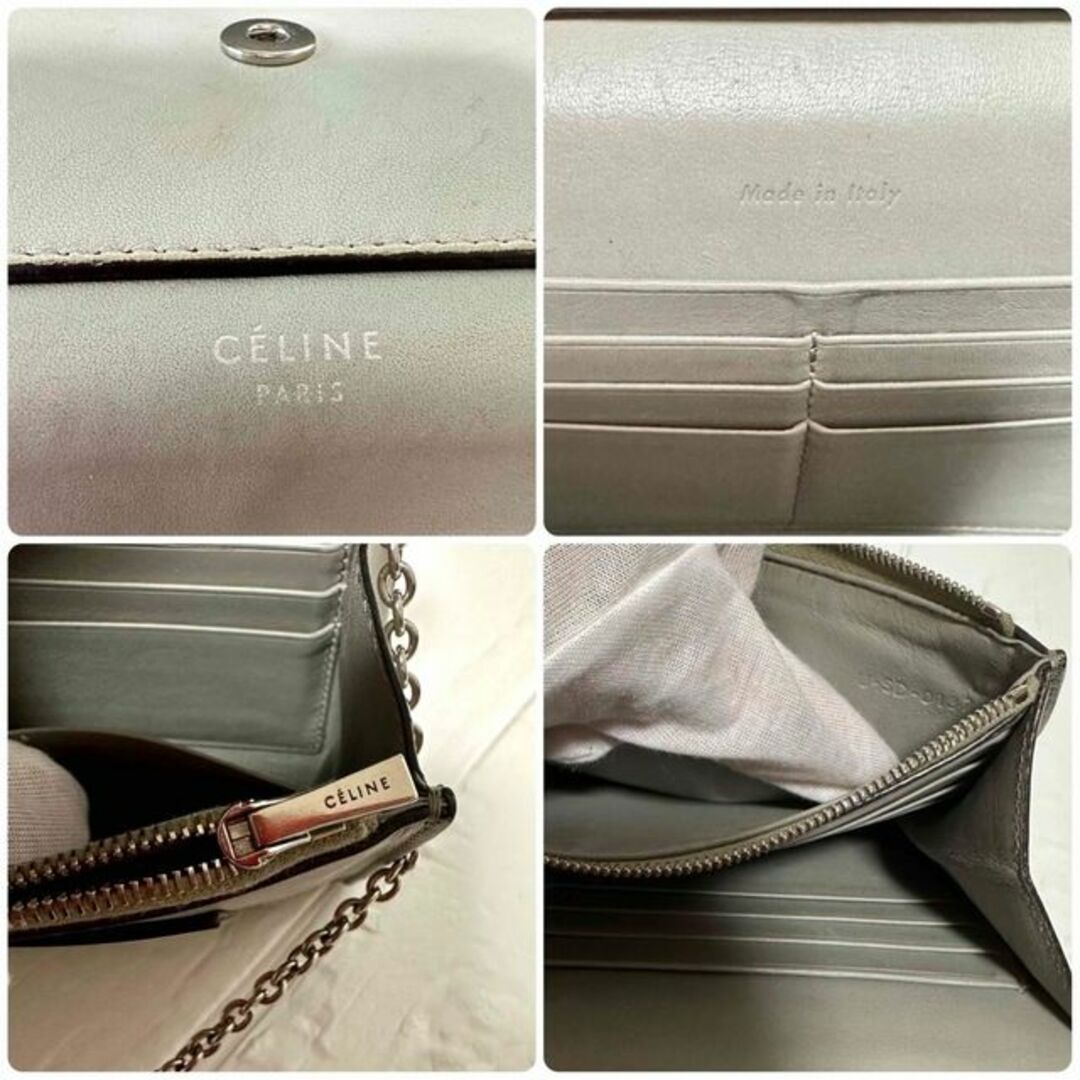 celine(セリーヌ)の【希少・旧ロゴ】セリーヌ　トライフォールデット　チェーンウォレット　ショルダー レディースのファッション小物(財布)の商品写真