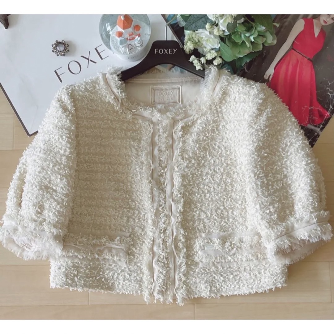 新品同様!FOXEYツイード素材ノーカラージャケット希少40 Reneフォクシー | フリマアプリ ラクマ