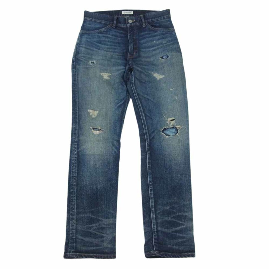 Ron Herman ロンハーマン 2720600076 DENIM ダメージ加工 クラッシュ リペア加工 ジップフライ ストレート デニムパンツ インディゴブルー系 31