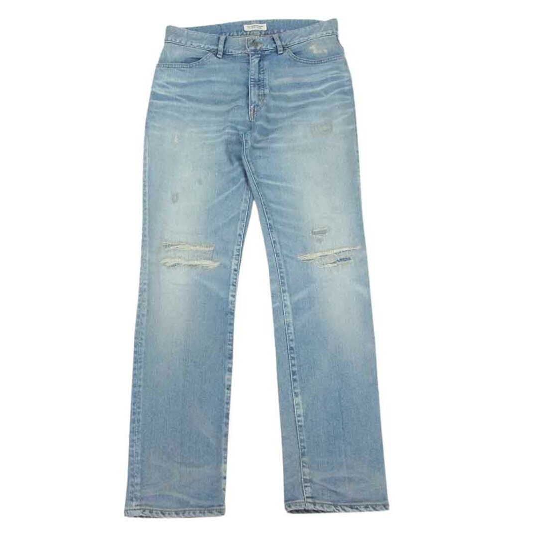 約74cm股上Ron Herman ロンハーマン 2720600117 DENIM ダメージ加工 クラッシュ リペア加工 ジップフライ ストレート デニムパンツ インディゴブルー系 31