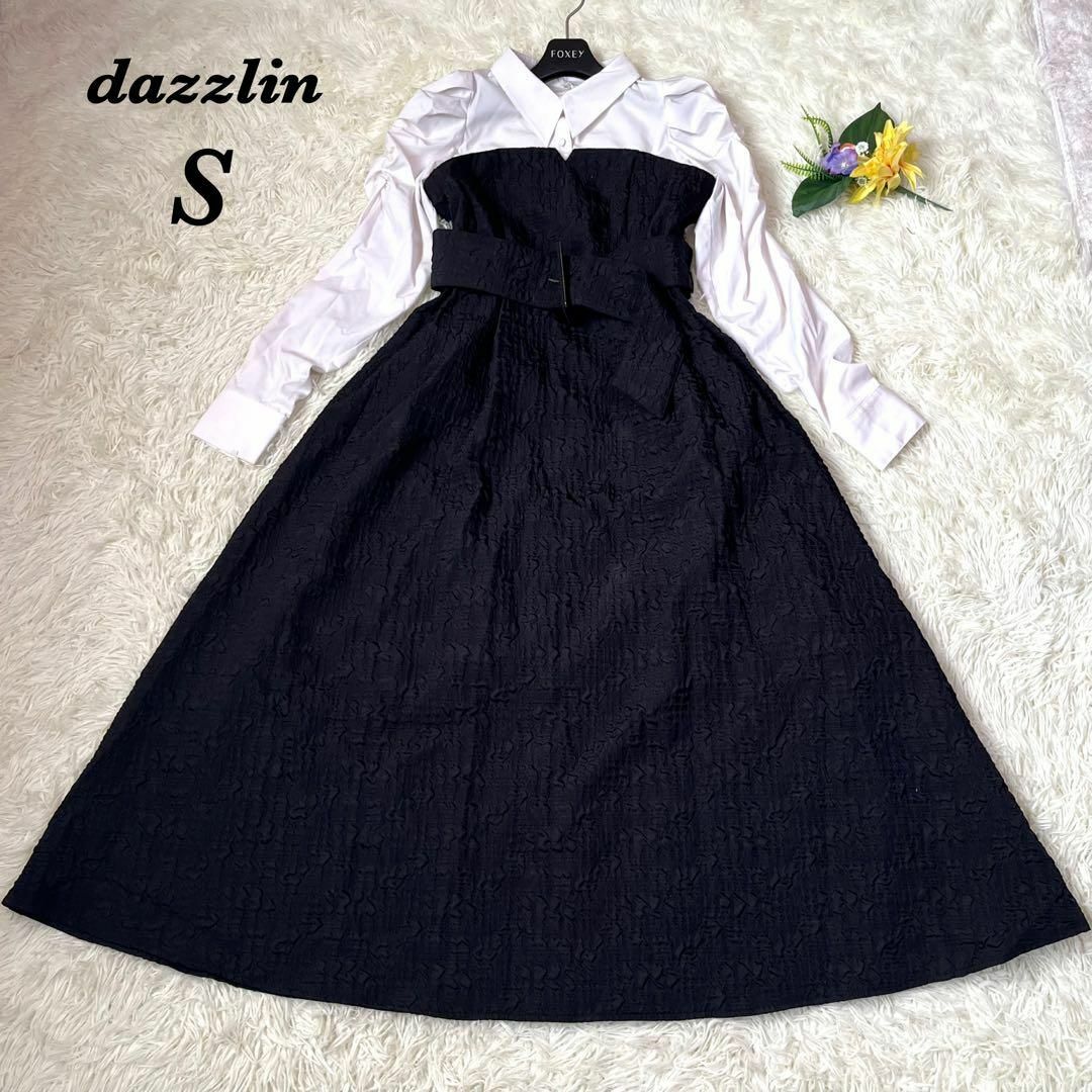 ダズリン dazzlin 22AW シャツコンビジャカードワンピース　ロング41cm着丈