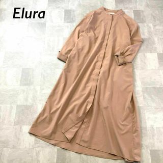 Elura バンドカラー シャツ ロング ワンピース ダスティ ピンク(ロングワンピース/マキシワンピース)