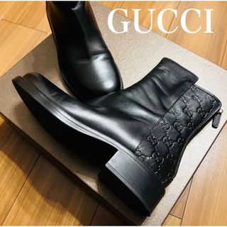 Gucci - GUCCI ロゴ ファー ロングブーツ 美脚 厚底 パンプス スエード