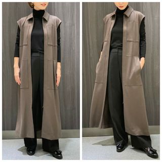 超美品【2022aw】theoryluxe　ベルト付フロントジップロングジレ