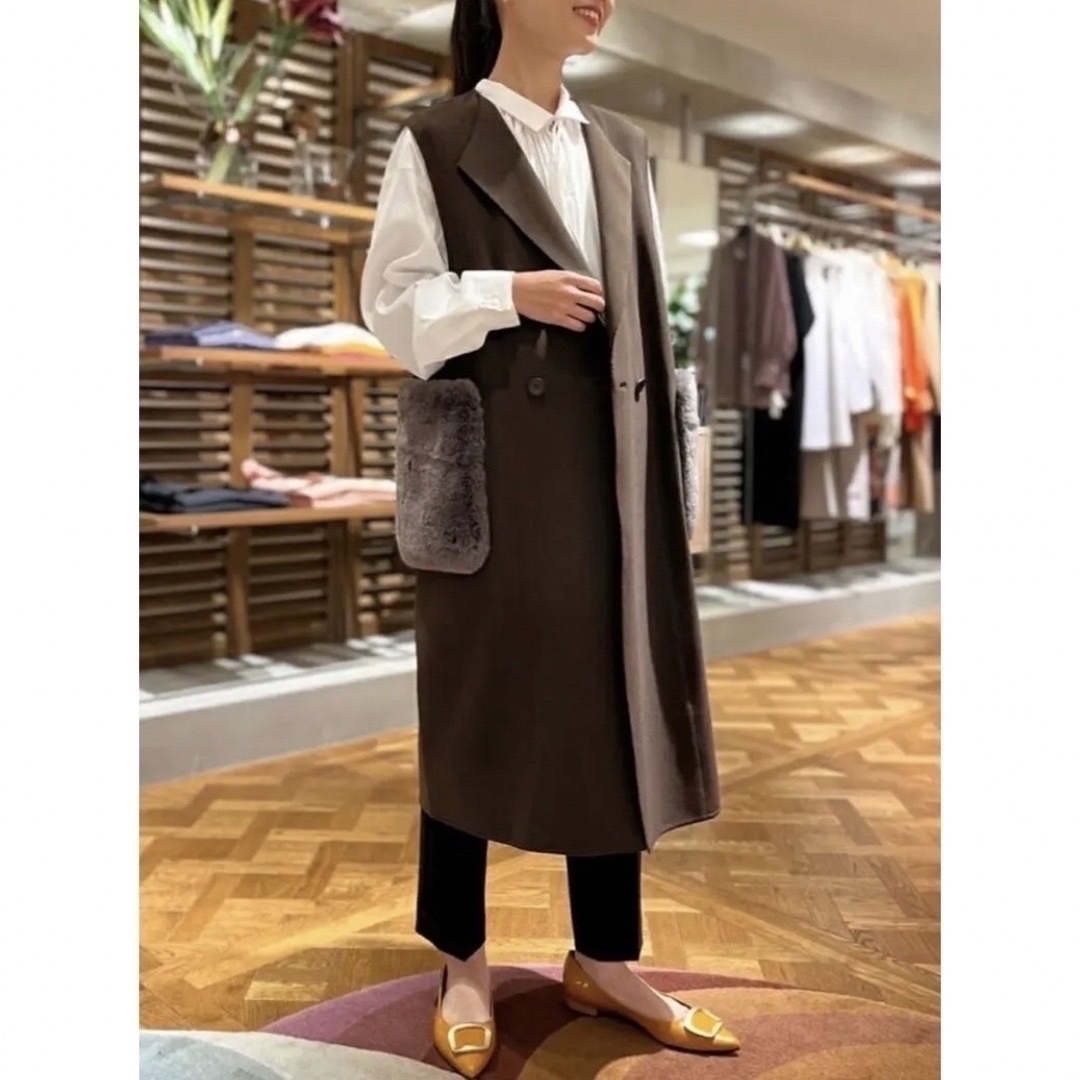 値下げ‼️美品✨ トゥモローランド ダブルフェイスファーポケットロングジレ