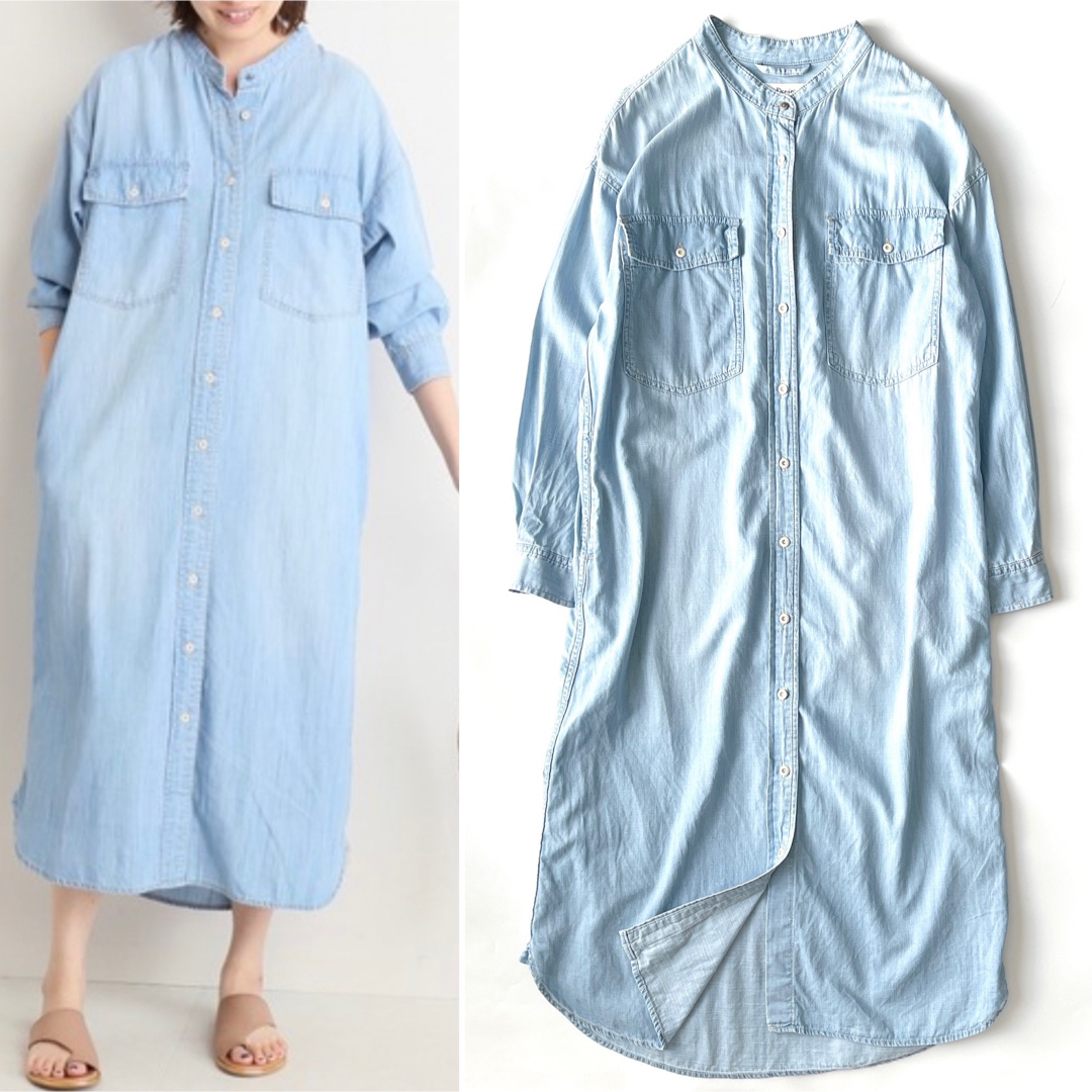 SLOBE IENA(スローブイエナ)のスローブイエナ　LE DENIM light oz  バンドカラーデニムワンピ レディースのワンピース(ロングワンピース/マキシワンピース)の商品写真