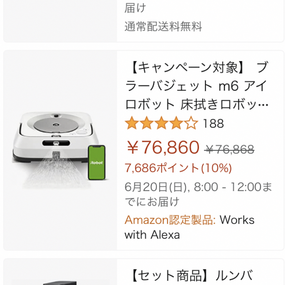 24時間以内・送料無料・匿名配送　iRobot ブラーバジェットm6 掃除機