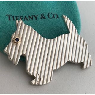 ティファニー(Tiffany & Co.)のTiffany ドッグ サファイア ブローチ 希少(ブローチ/コサージュ)