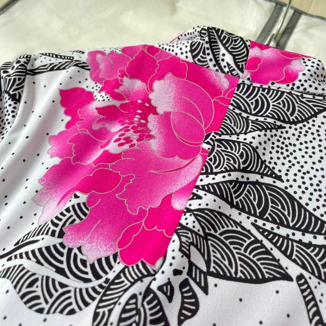 美品 LEONARD カンカン素材 花柄 テーラードジャケット  黒  Lサイズ