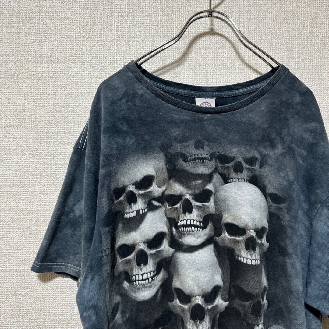 【個性派】DELTAタグ SkullBone スカルボーン 総柄 Tシャツ L