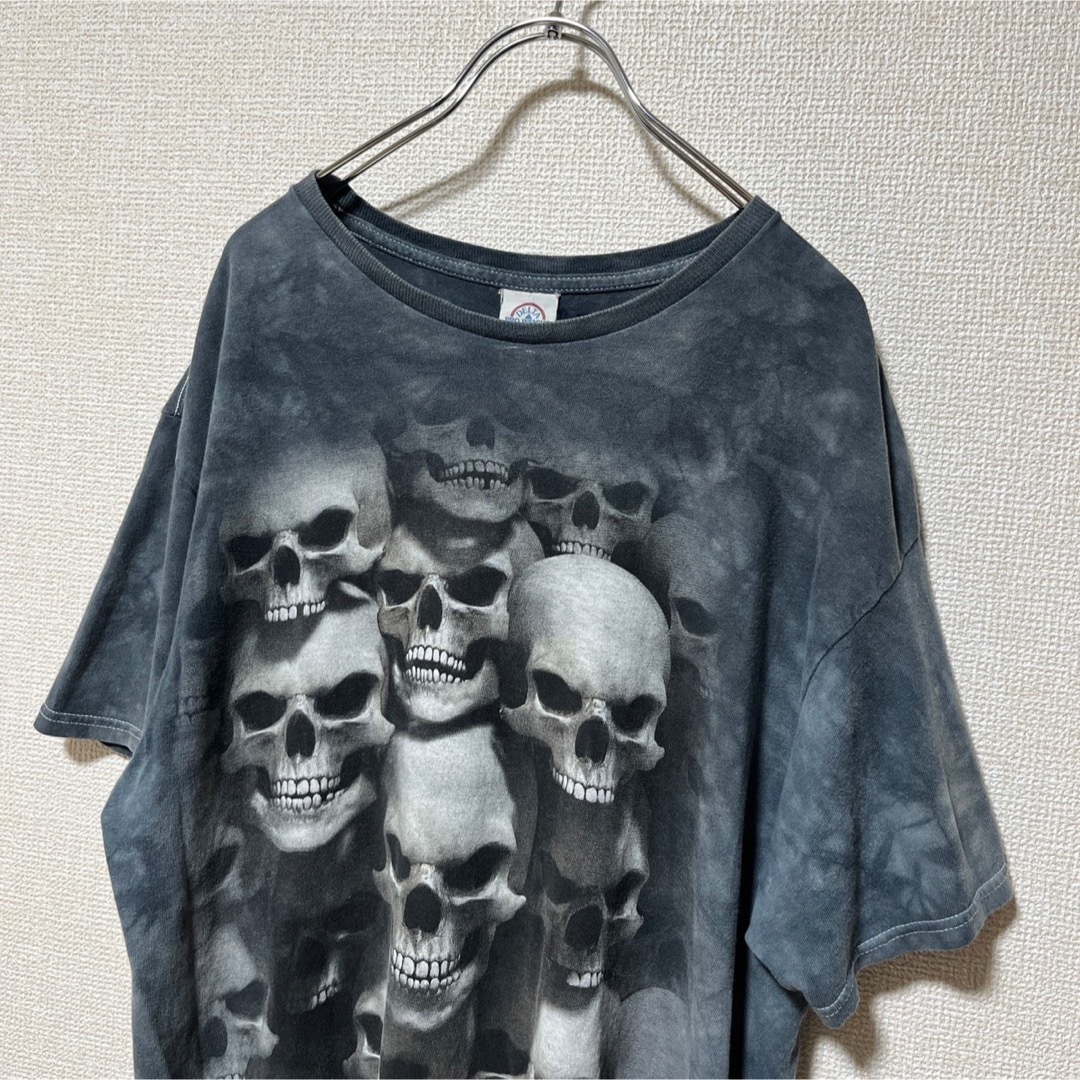 【個性派】DELTAタグ SkullBone スカルボーン 総柄 Tシャツ L