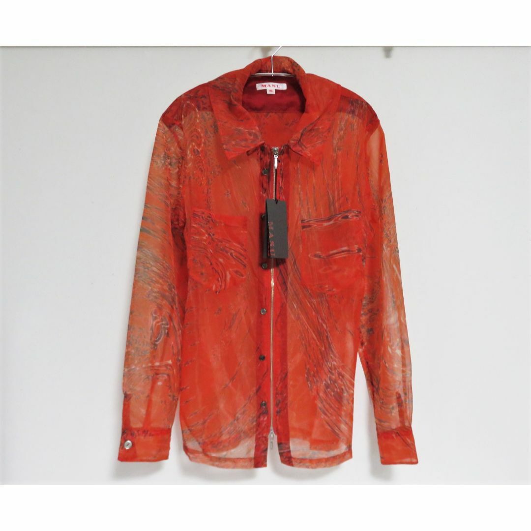 定価4.7万 MASU ZIP-UP MARBLE BANDANA SHIRT