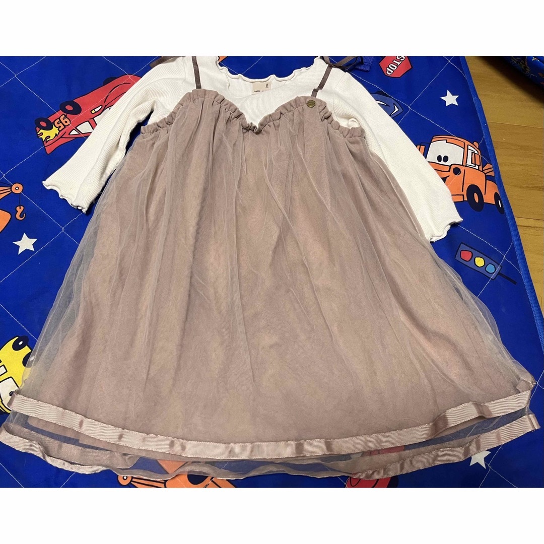 petit main(プティマイン)のプティマイン　チュールドッキングワンピース　100cm キッズ/ベビー/マタニティのキッズ服女の子用(90cm~)(ワンピース)の商品写真