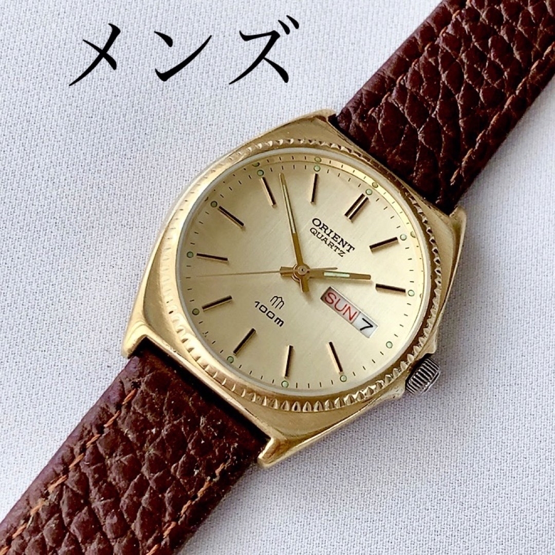 ORIENT - ORIENT メンズクォーツ腕時計 稼動品 竜頭捻じ込み式 昭和