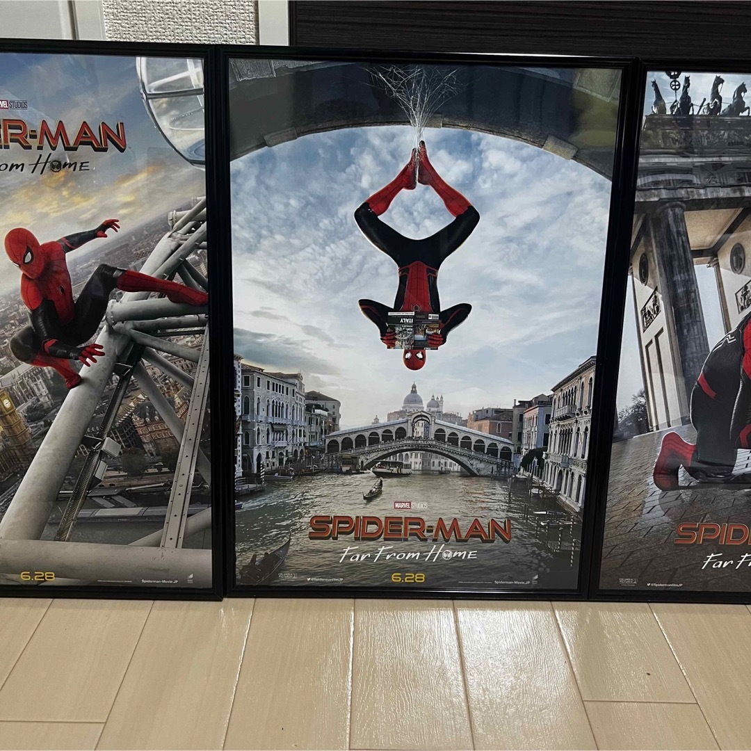 MARVEL(マーベル)のスパイダーマン ファーフロムホーム ポスター 全3種 コンプリート セット 額縁 エンタメ/ホビーのアニメグッズ(ポスター)の商品写真