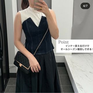 ザラ(ZARA)のZARA　ZW デニムコルセット スリット　Sサイズ(ベアトップ/チューブトップ)