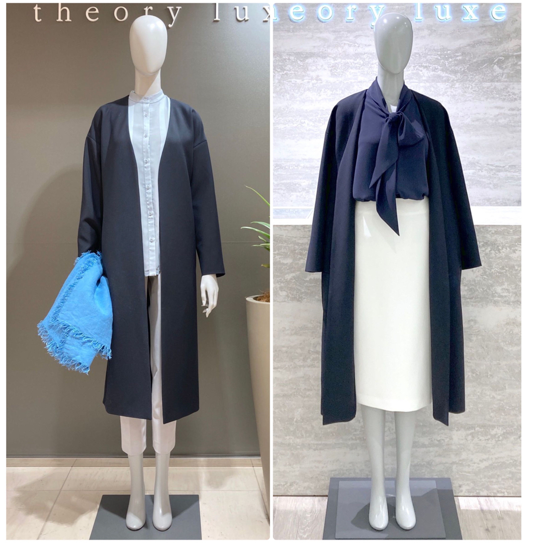 【定価8.6万円】theory luxe ノーカラーコート 紺色 32 美品