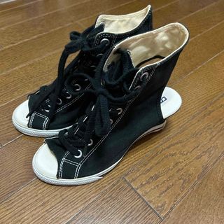 コンバース(CONVERSE)の希少✨コンバースオールスター　オープントゥウェッジ2ブラック【23.0】(スニーカー)