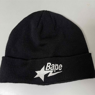 アベイシングエイプ(A BATHING APE)のBape ニット帽　ビーニー　ブラック(ニット帽/ビーニー)