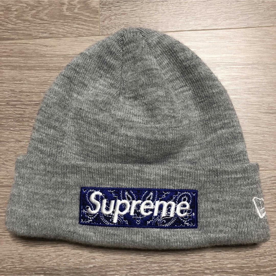 未使用タグ付 Supreme ニット帽 ニューエラ ボックスロゴ ペイズリーなし