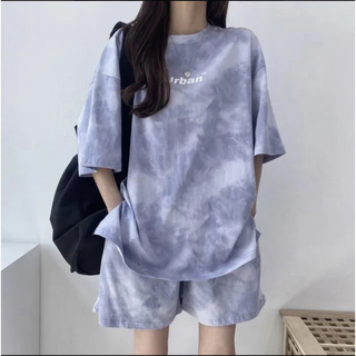 ルームウェア セットアップ オーバーサイズ Tシャツ ハーフパンツ 韓国(セット/コーデ)