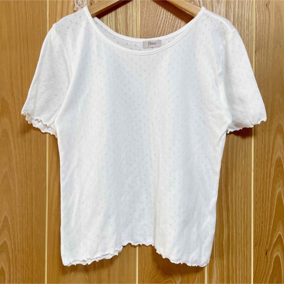 flower(フラワー)のメローカットプチレースTシャツ*flower メンズのトップス(Tシャツ/カットソー(半袖/袖なし))の商品写真