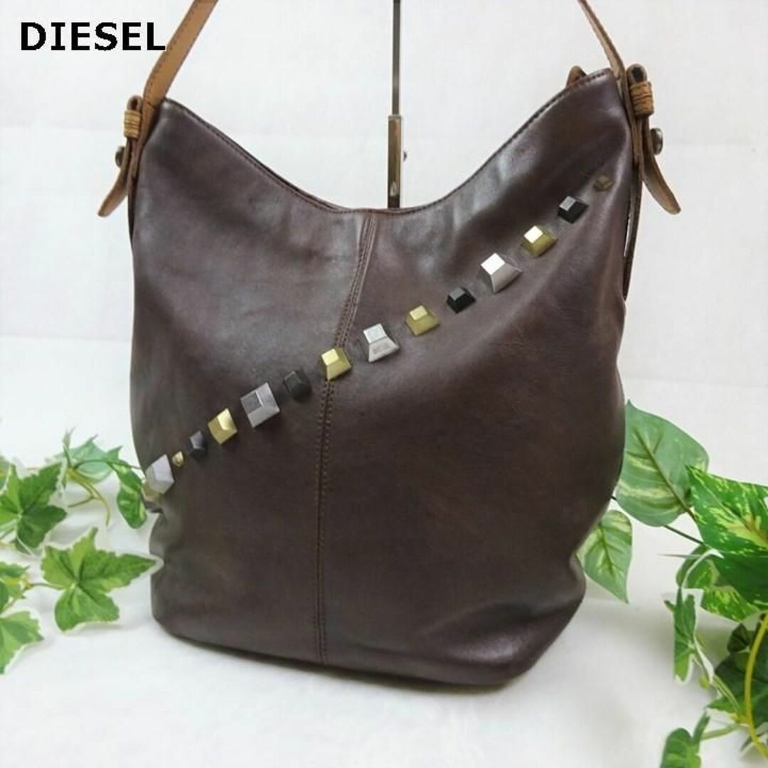 DIESEL ディーゼル ショルダーバッグ トートバッグ スタッズ レザー A4 ...