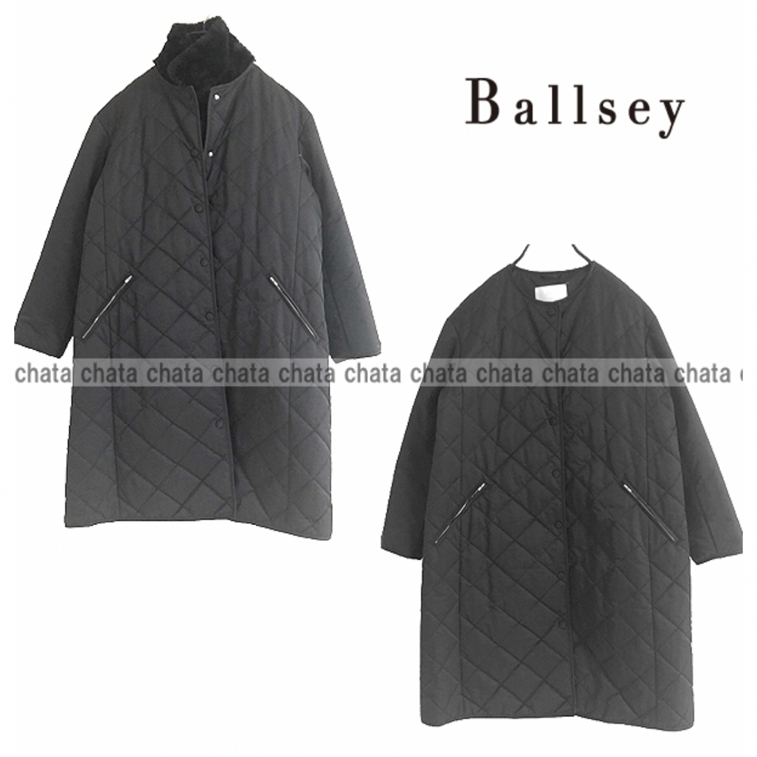 定7万【BALLSEY】ファーベスト付き3wayキルティングダウンコート　黒