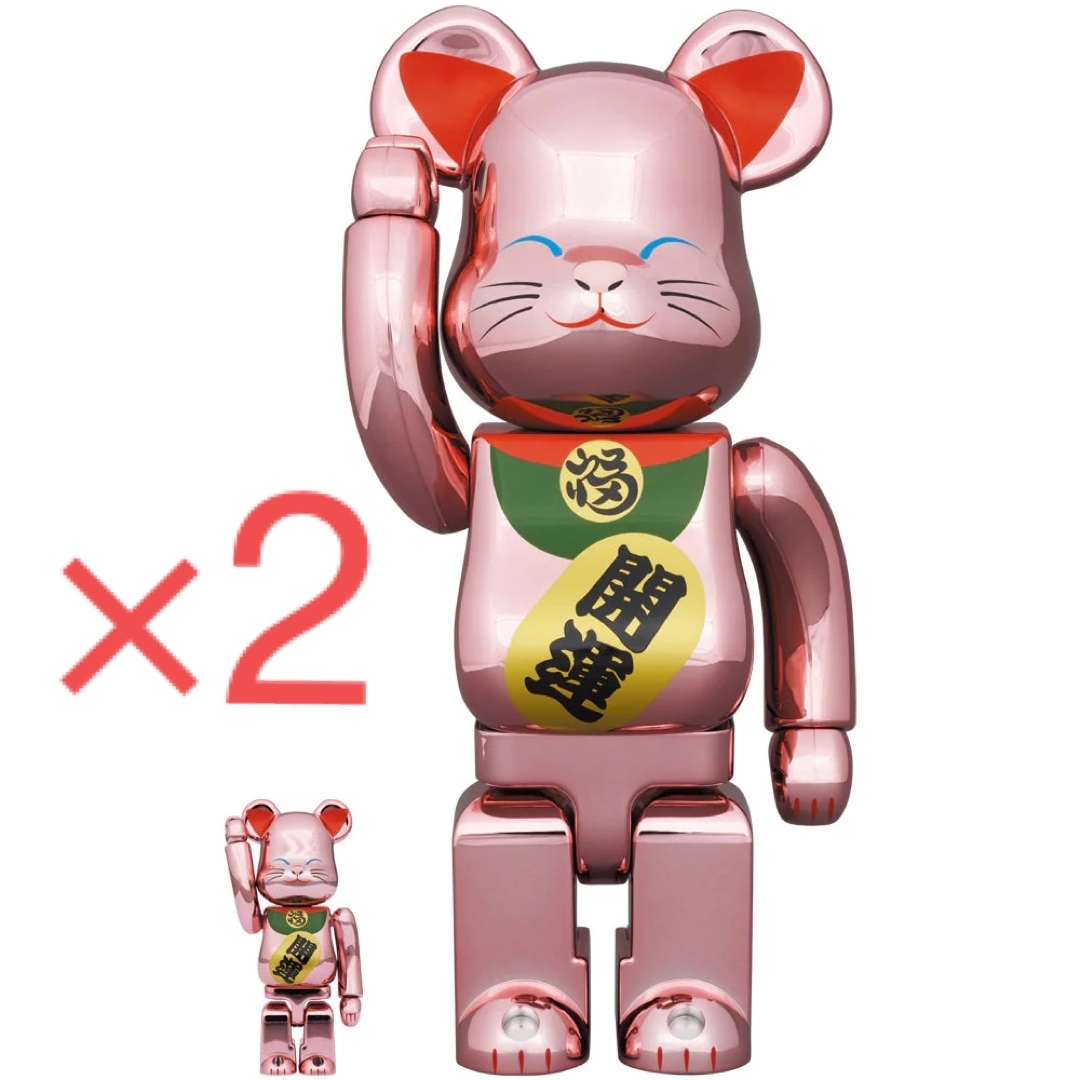 BE@RBRICK 招き猫 開運 桃金メッキ 100％ & 400％フィギュア